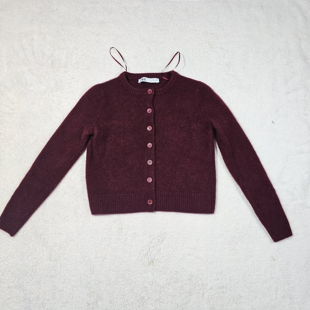 Zara 100% wool round neck, long-sleeve jacket. Front button closure - Picture 5 of 12